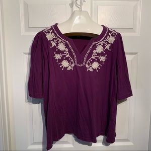 Carolyn Taylor Women Purple W/ Embroidery Top 16-18
